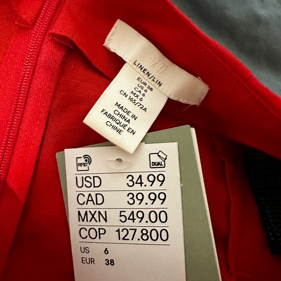 H&M Red Linen Maxi Skirts Women’s - Picture 3 of 3